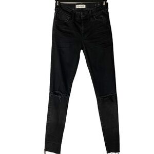 Madewell Skinny Skinny Black Goth Denim Distressed Jeans Size 24
